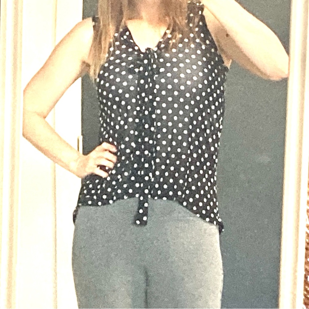 Sheer Polka Dot Tie Top